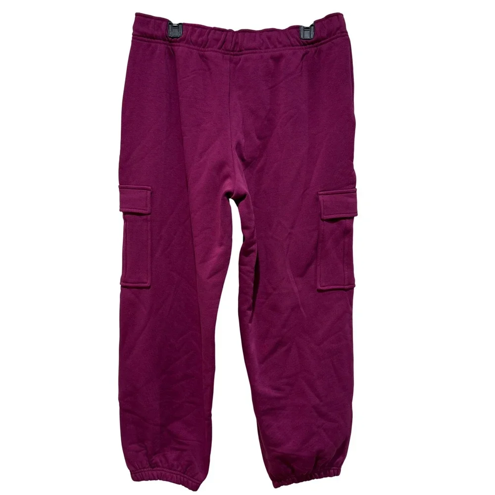 NWT Athleta Heavyweight Terry Cargo Jogger Pants L Magenta Wildberry Cargo Casua